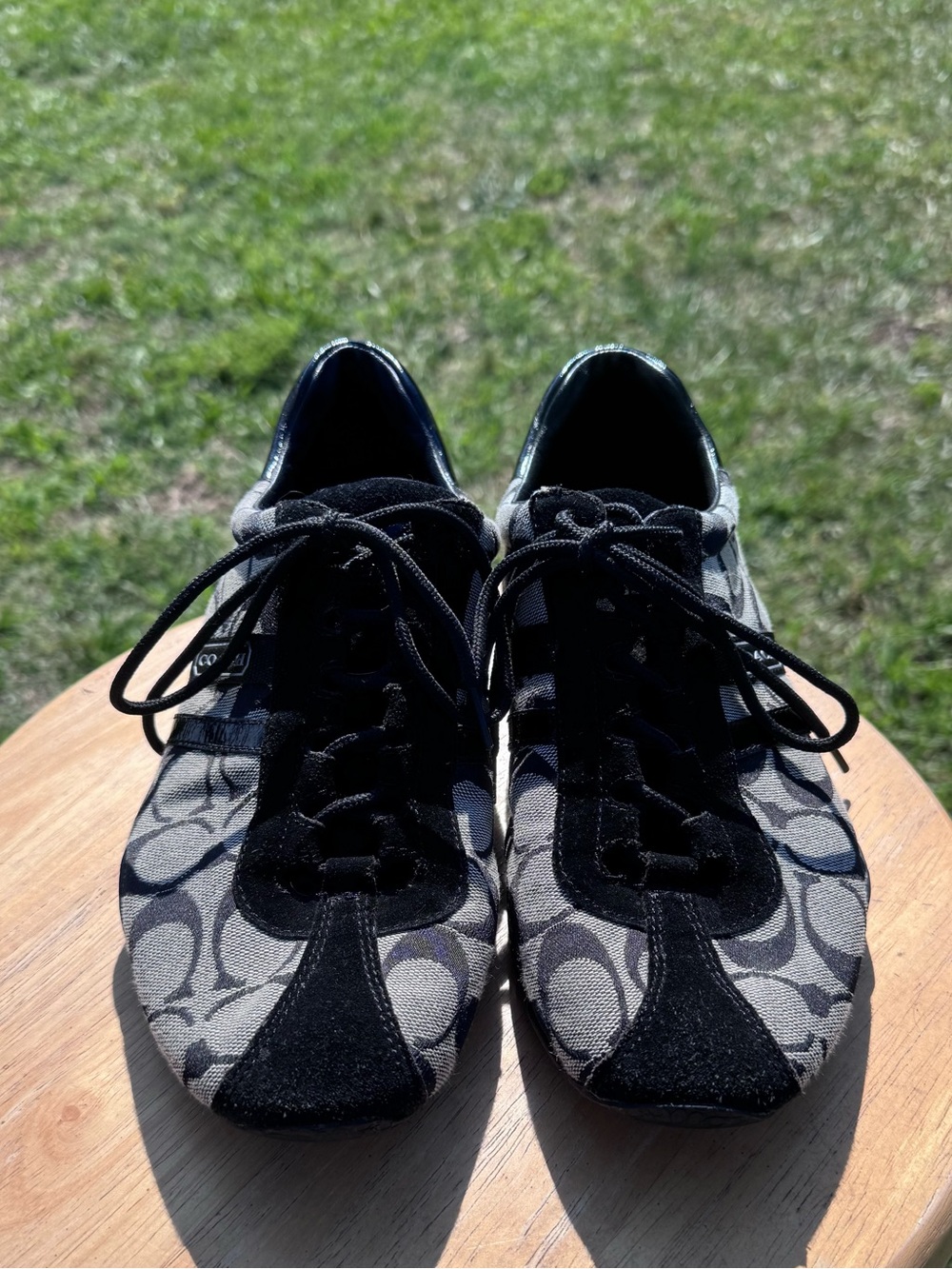 Ladies Coach Monogram Low-Top Sneakers - Black & White - Picture 2 of 8